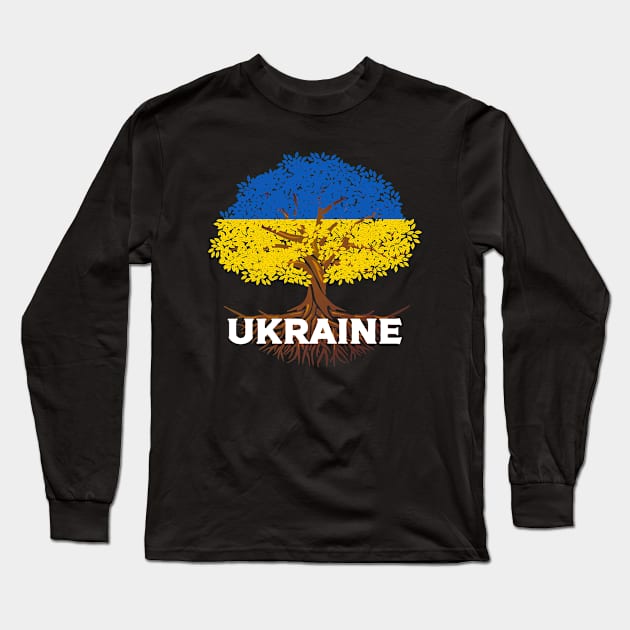 Ukraine Flag Tree Long Sleeve T-Shirt by AllWellia